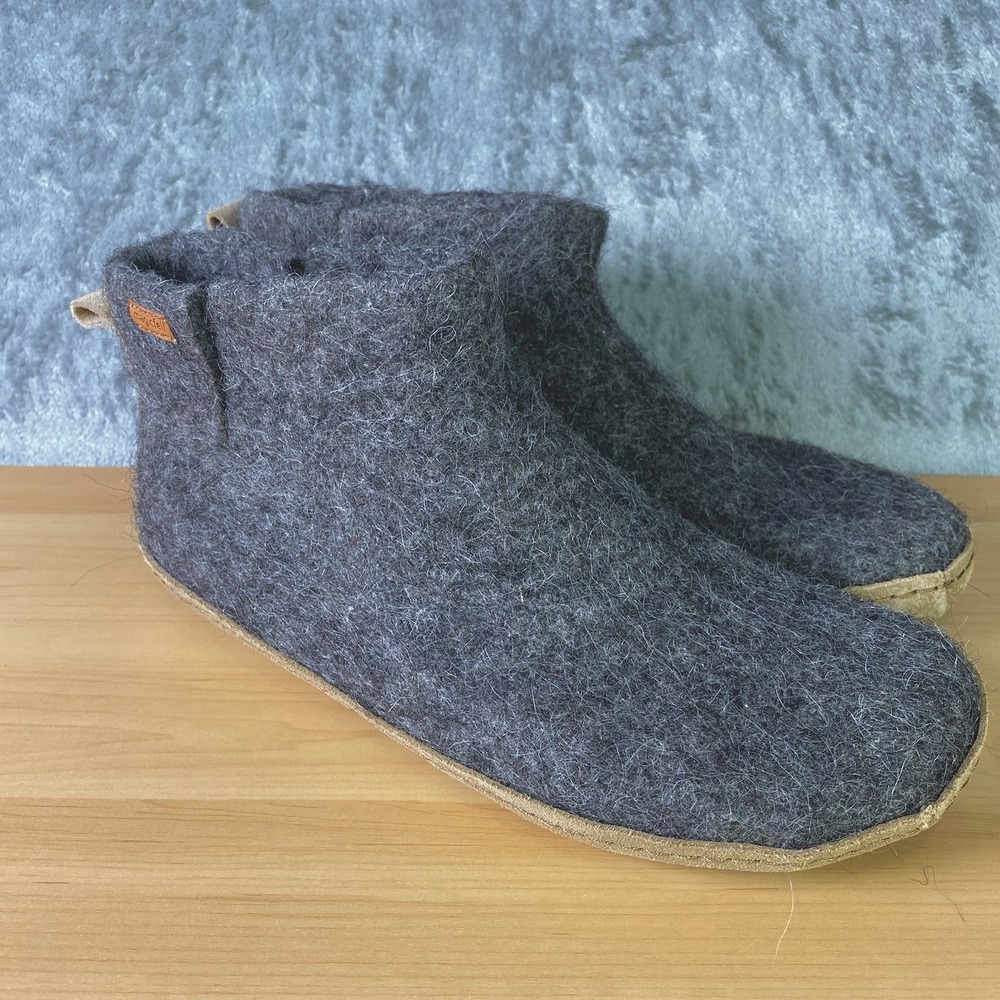 Magicfelt Slippers Size‎ EU 42 Mens 9 Womens 11 Grey Wool Booties Leather Sole